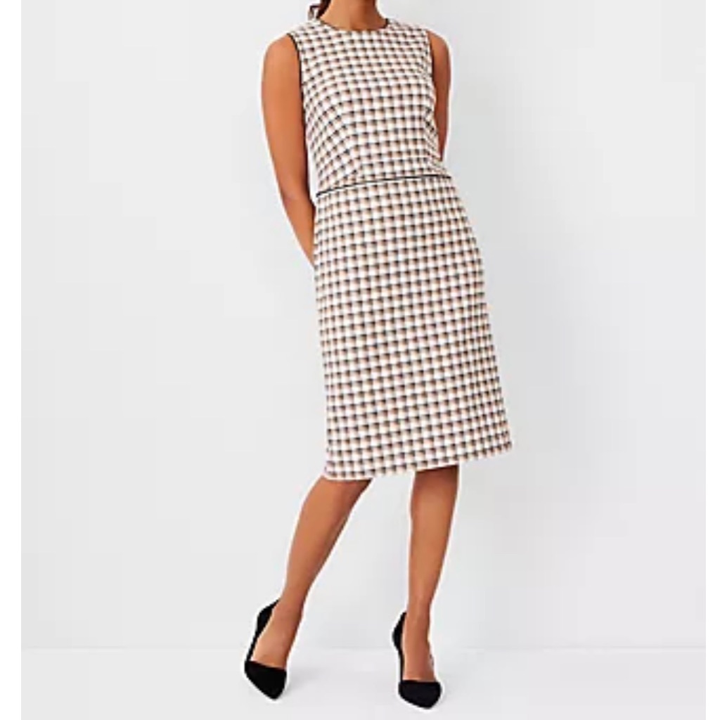 Ann Taylor Houndstooth Dress - Brown And White